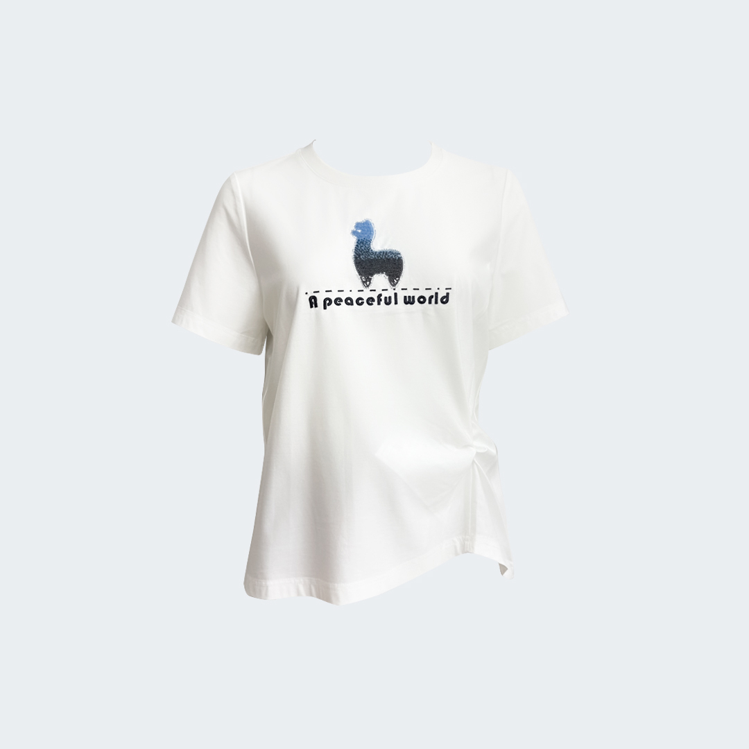 高彈性不對稱草尼馬棉T