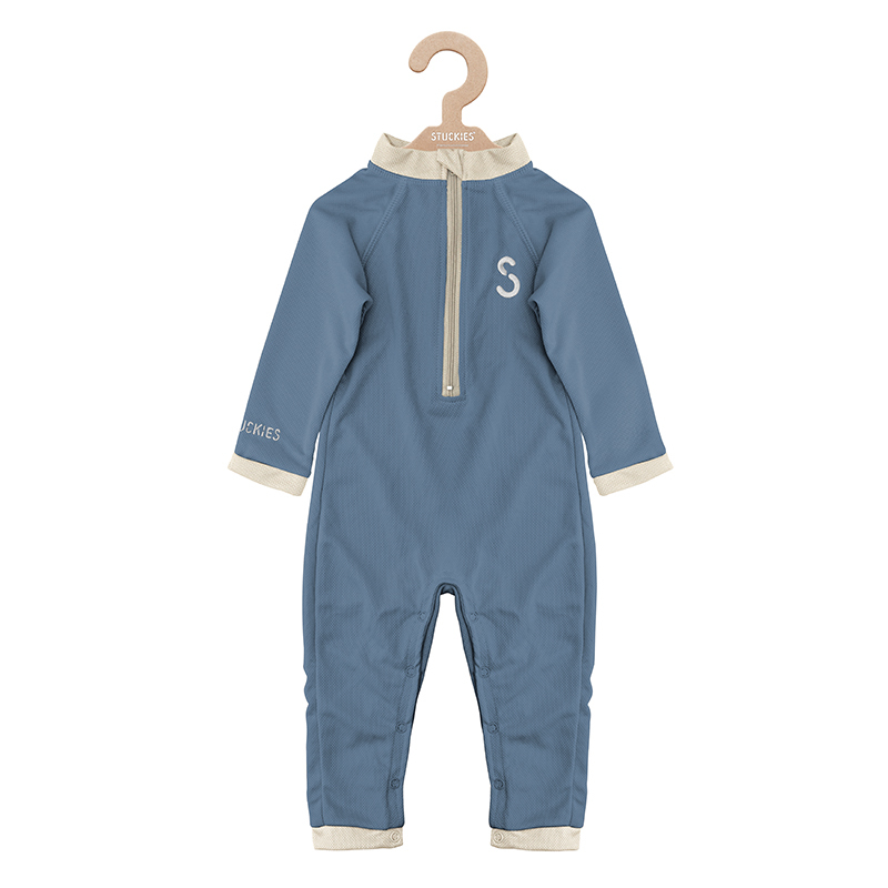 STUCKIES 長袖連身泳衣(UPF 50+)-岩灰藍