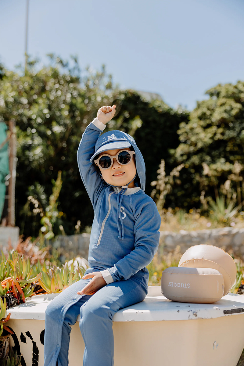 STUCKIES 長袖連身泳衣(UPF 50+)-岩灰藍