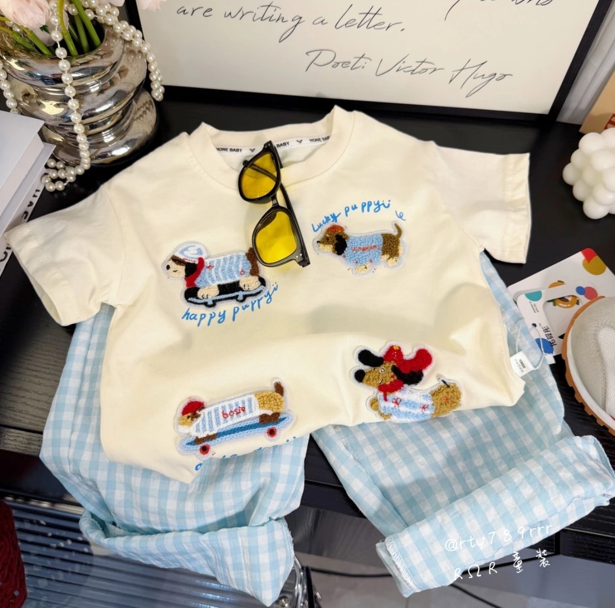 寬鬆韓版設計 刺繡臘腸狗T恤