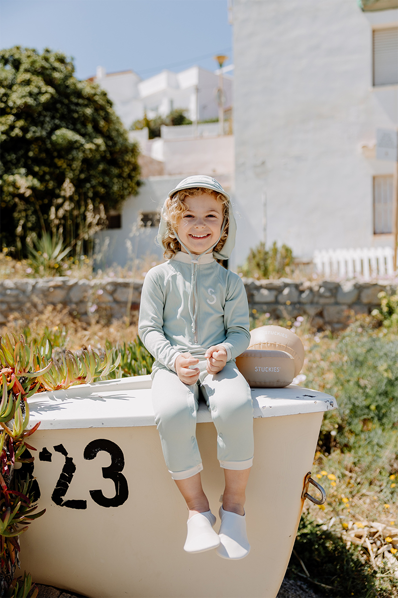 STUCKIES 長袖連身泳衣(UPF 50+)-豆沙綠