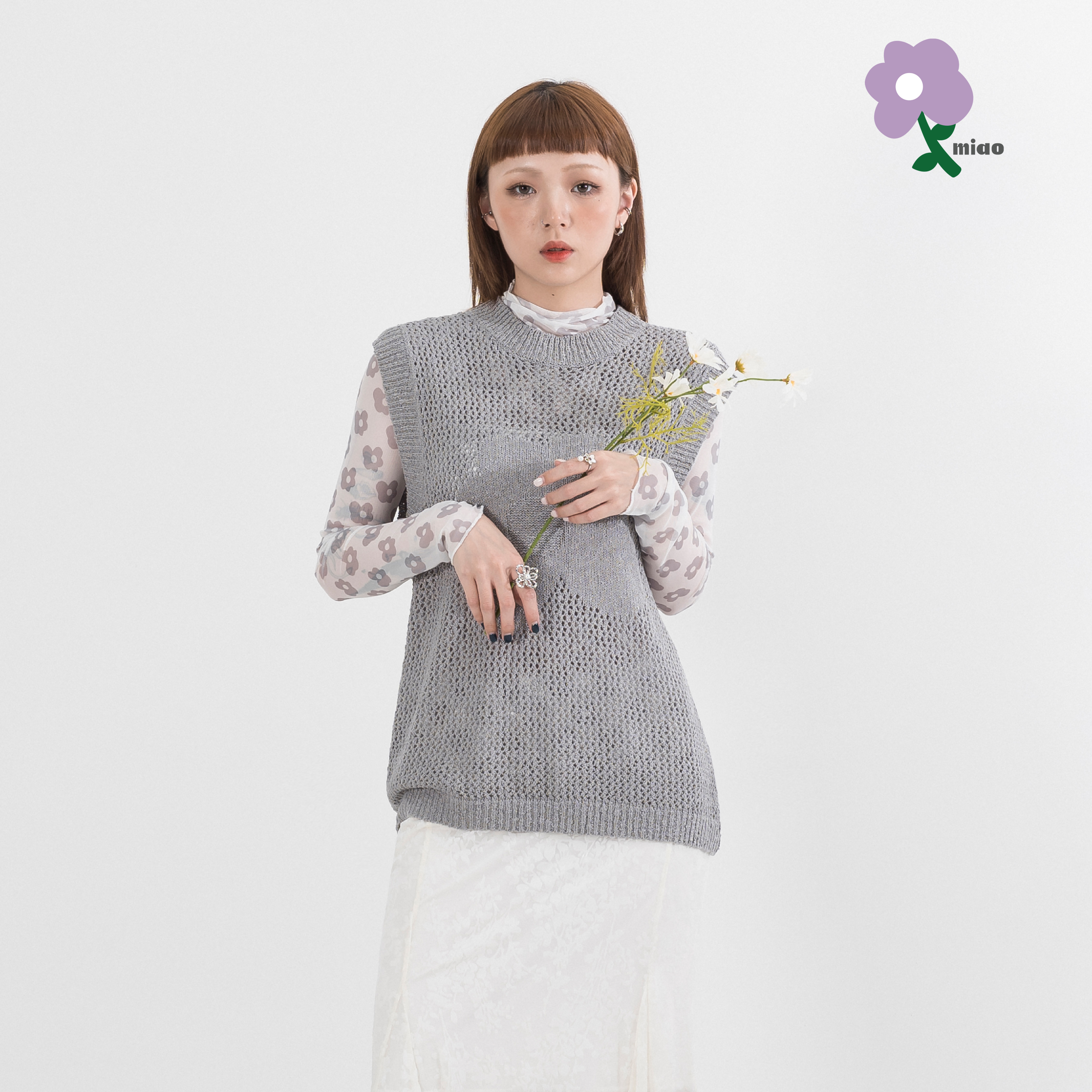 AGILITY MIAO Flowers Mesh Vest 女裝 小花 針織背心  [M-V3]