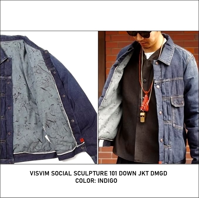 VISVIM SOCIAL SCULPTURE 101 DOWN JKT DMGD - INDIGO SIZE 2 IN STOCK NOW (現貨發售中)