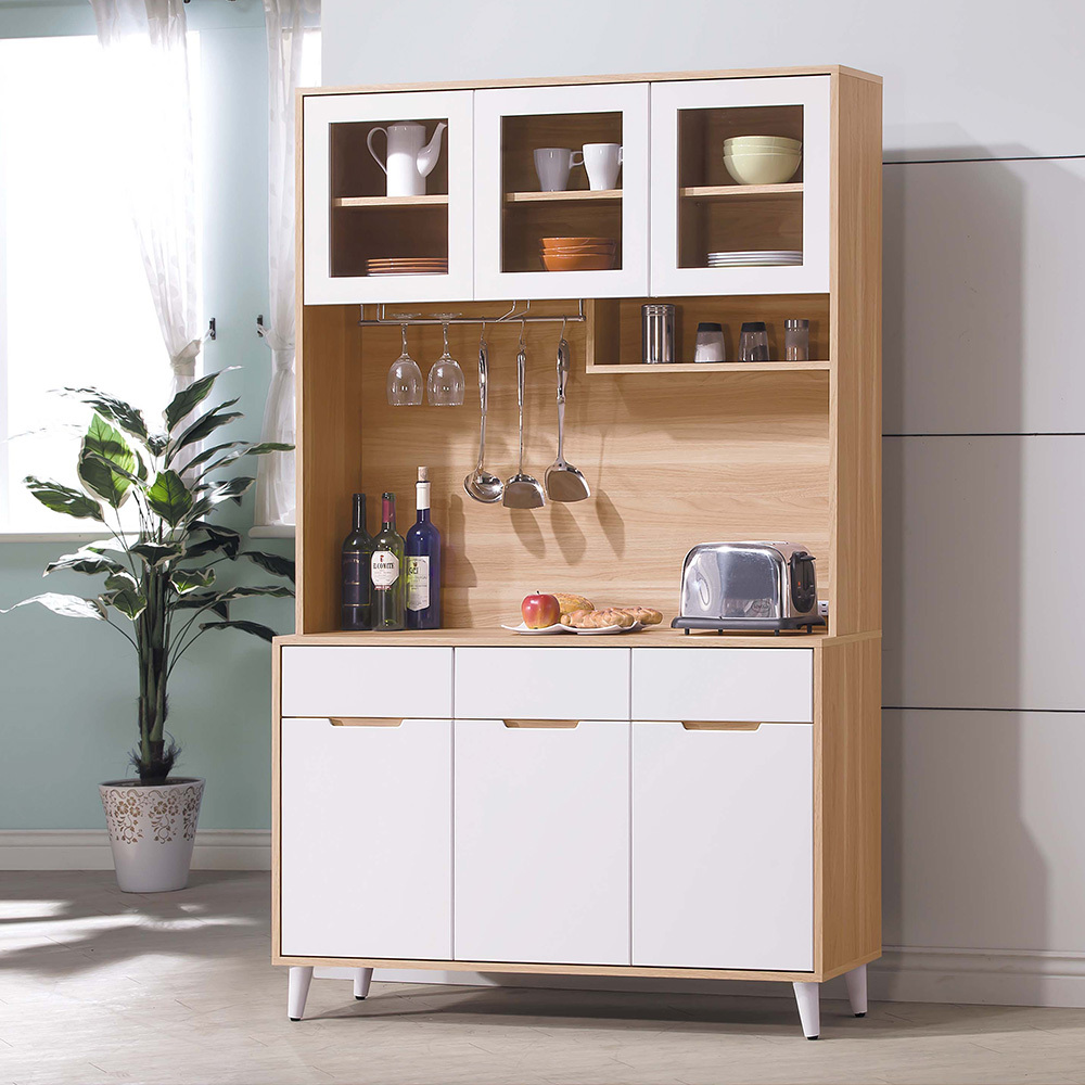 伊甸4尺北歐風收納高餐櫃/碗盤置物櫃/電器櫃(上座+下座)