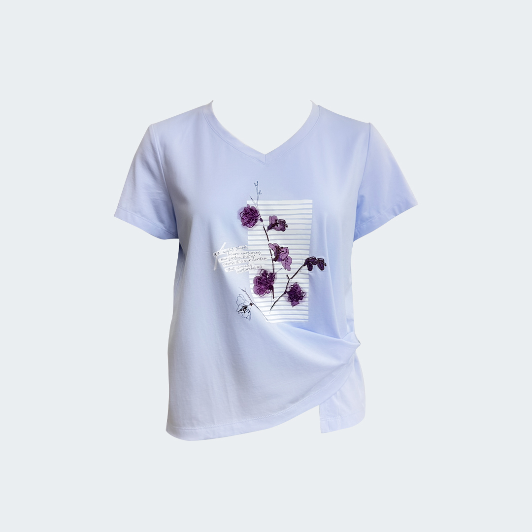 萊賽爾混紡下擺不對稱棉T