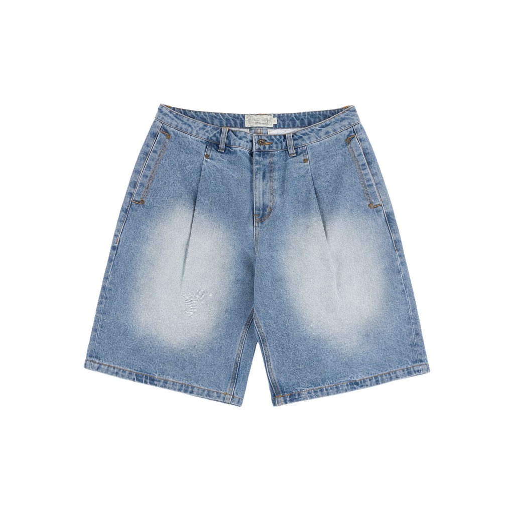 Dime Pleated Denim Shorts