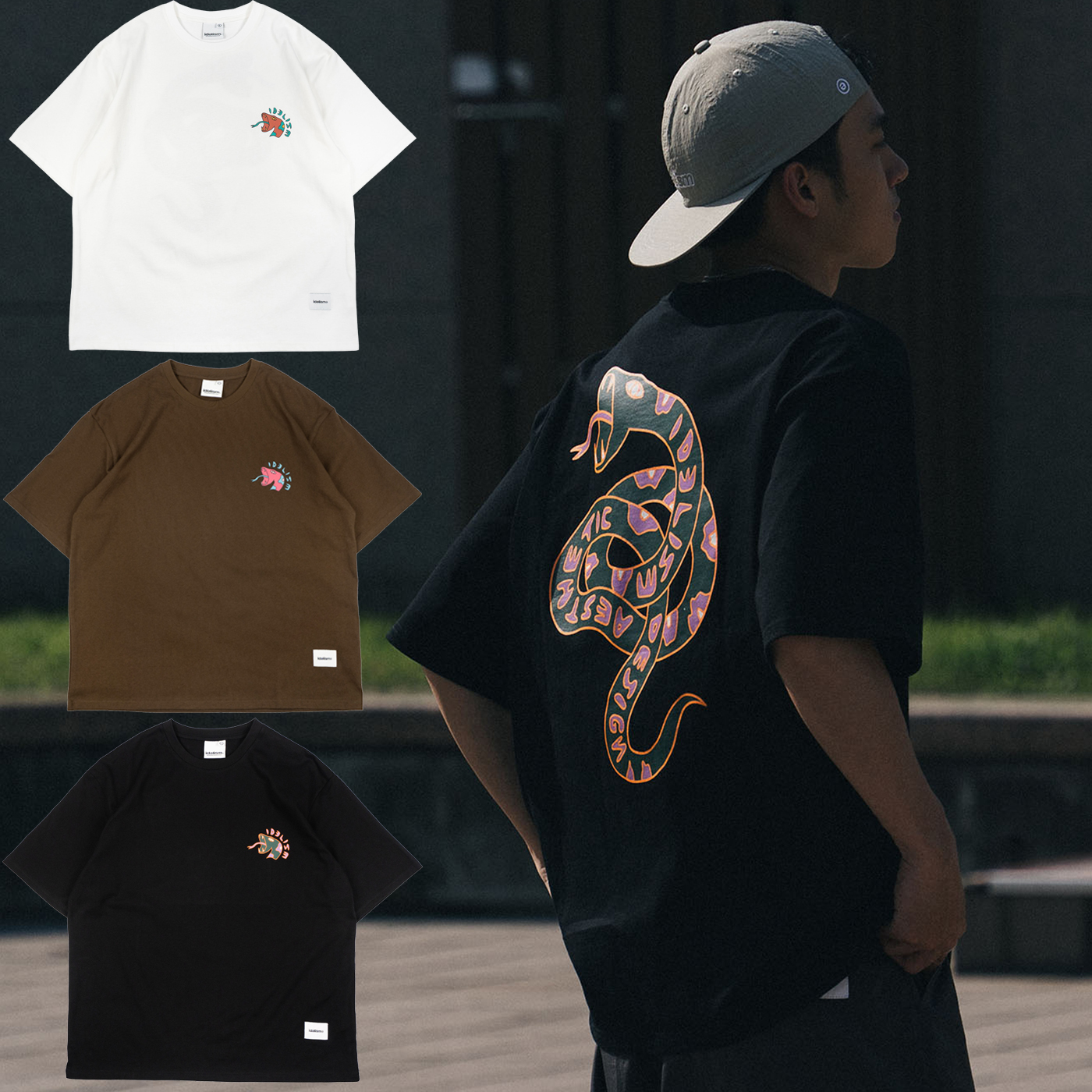 idealism Snake Tee 白色 棕色 黑色 彩蛇短上衣【ID25006】