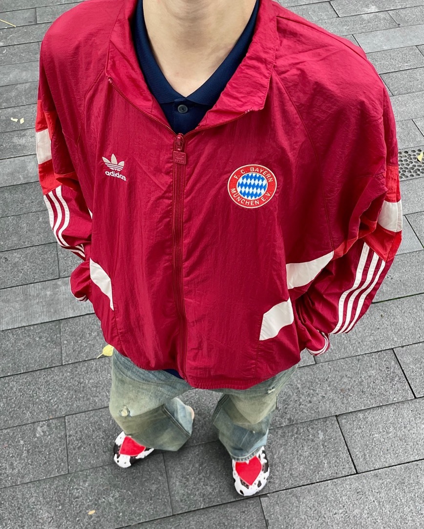 adidas x 拜仁慕尼黑 復古拼色立領運動外套（紅）