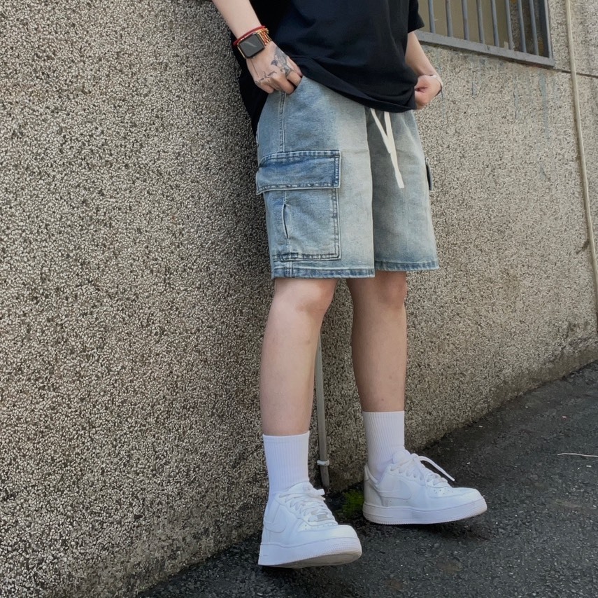 SBG 刷白口袋牛仔短褲 523