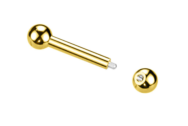 Prince Albert Piercing Gold Plated Barbell (Externally Threaded)