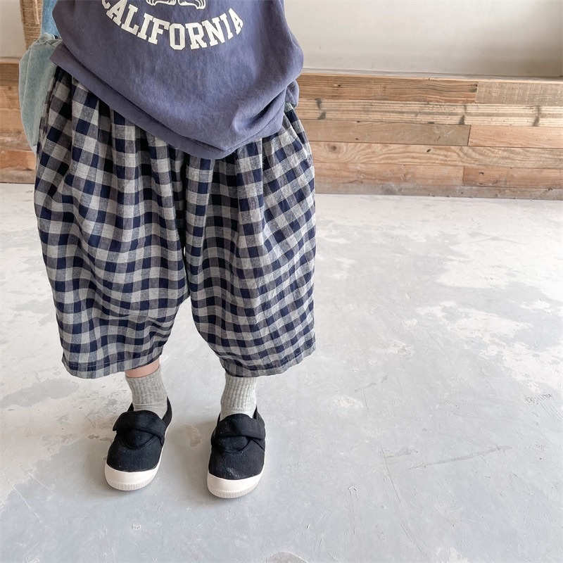 兩色格子七分褲