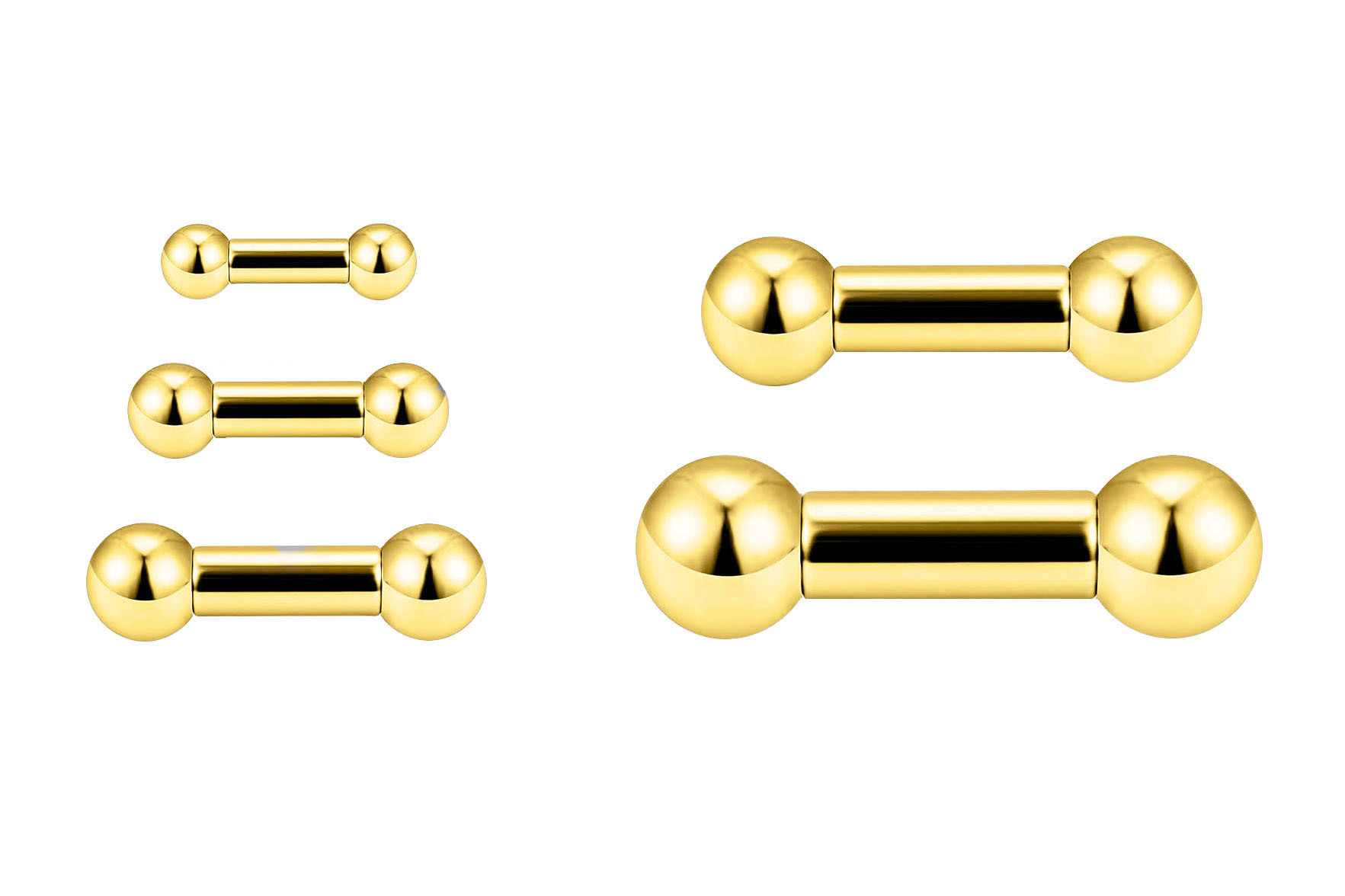 Prince Albert Piercing Gold Plated Barbell (Externally Threaded)