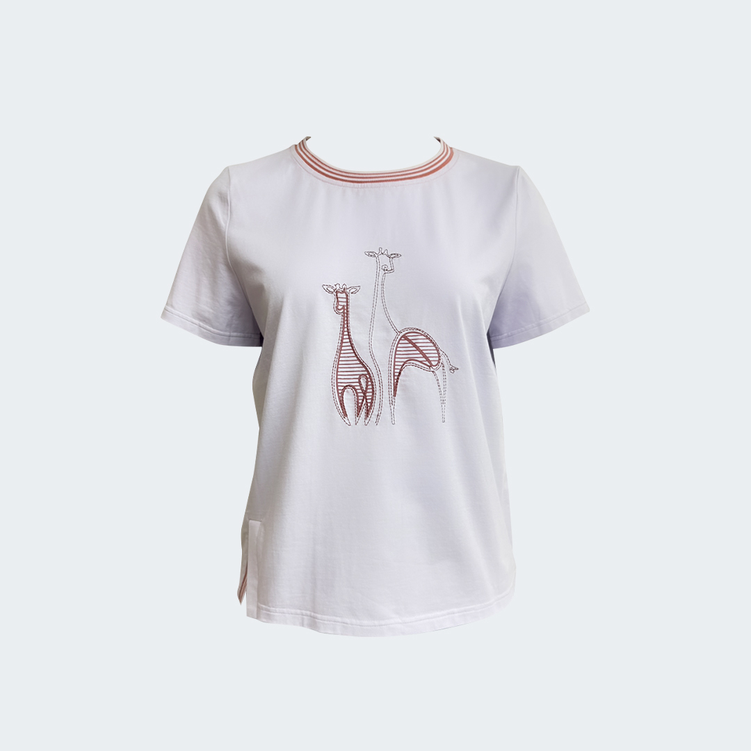手繪長頸鹿棉T