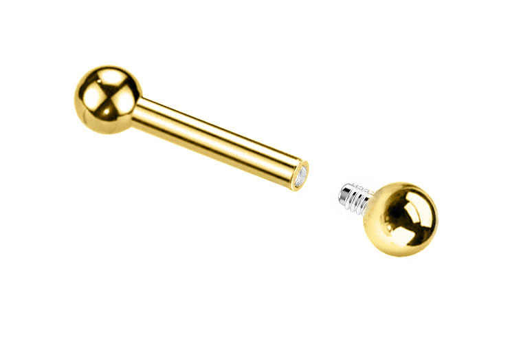 Prince Albert Piercing Gold Plated Barbell (Internally Threaded)