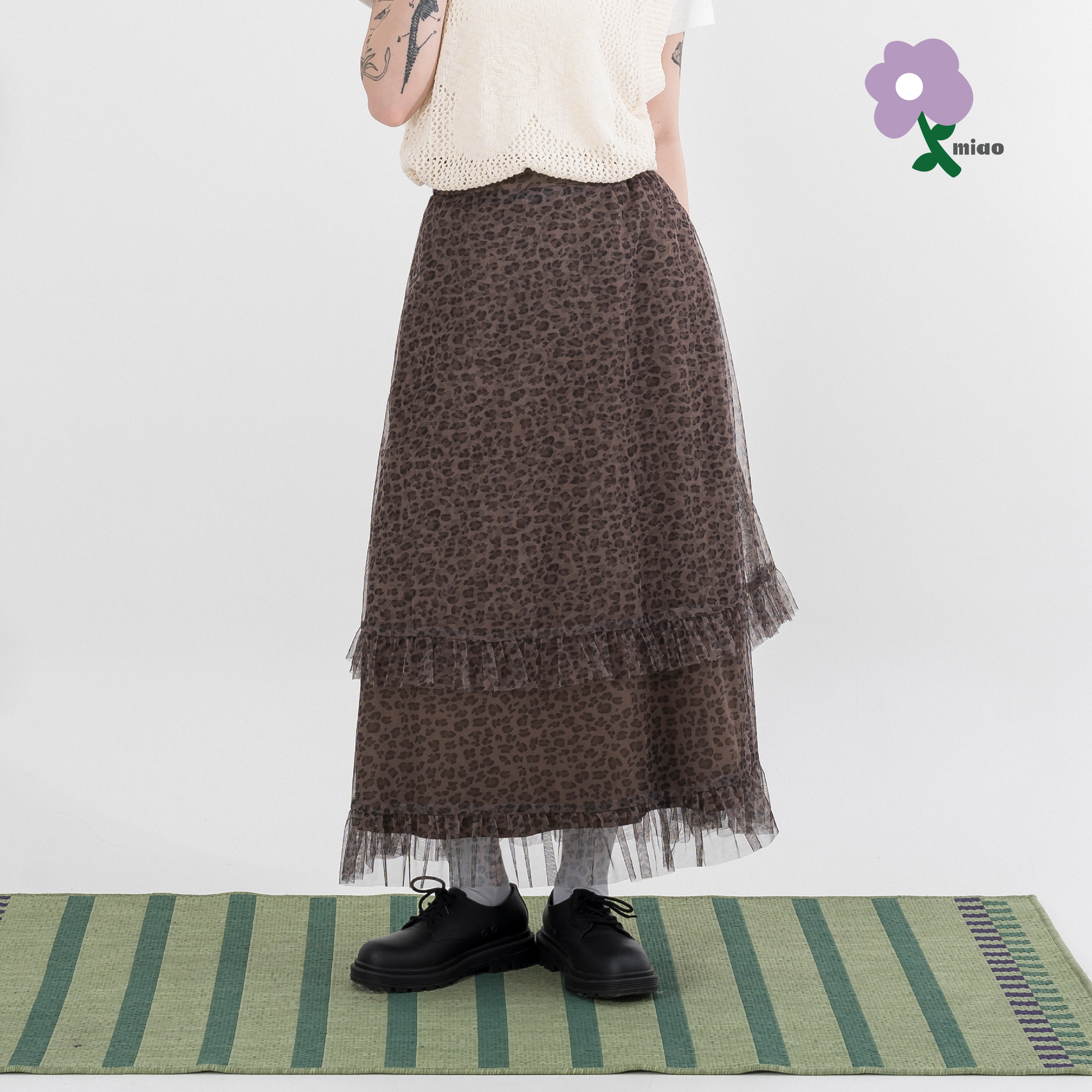 AGILITY MIAO Leopard Mesh Cake Skirt 網紗 豹紋 蛋糕裙 [M-SKP]