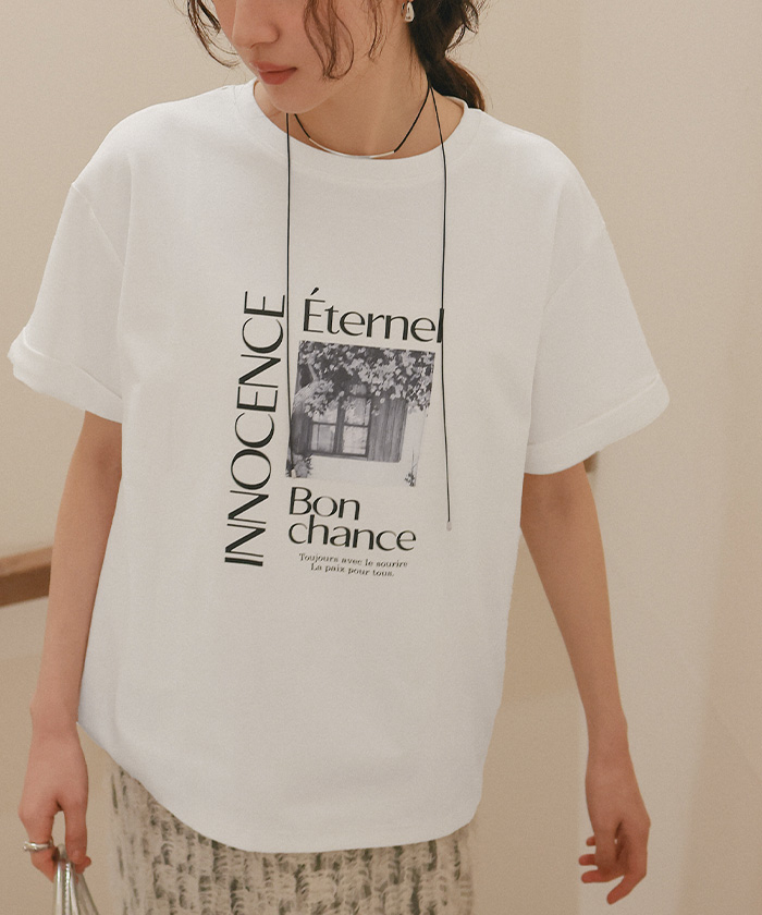titivate フォトプリントTシャツ白色2 M號（AFXT0356）