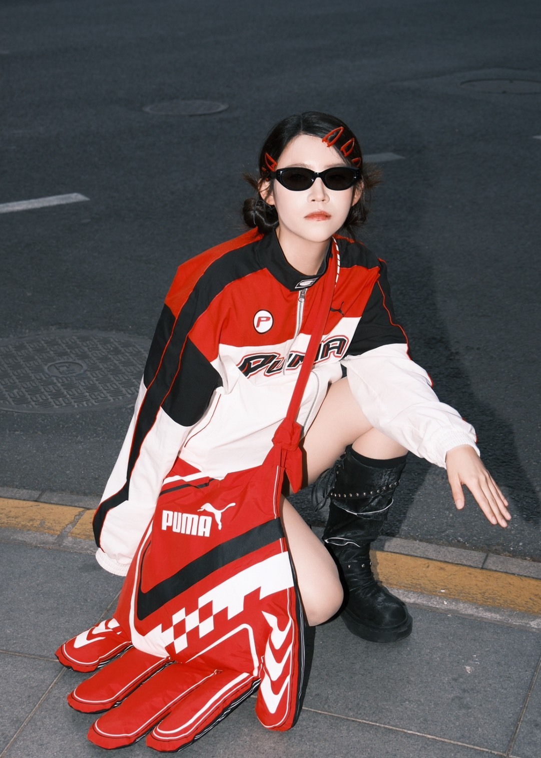 PUMA Logo 百搭休閒運動外套 紅色