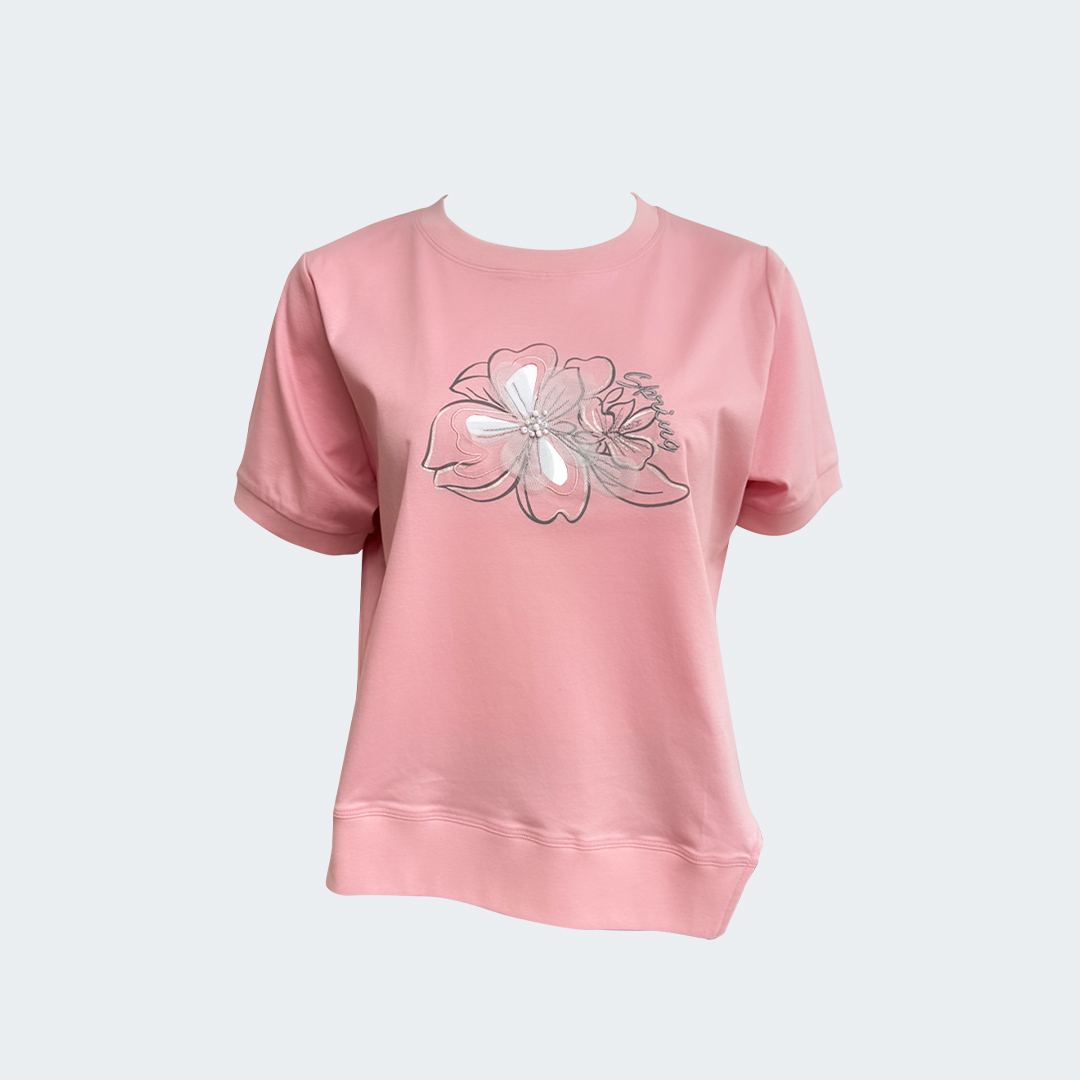 純棉貼布绣花棉T
