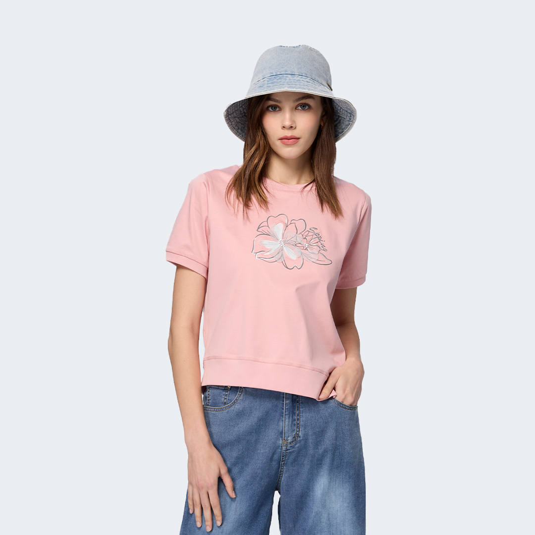 純棉貼布绣花棉T