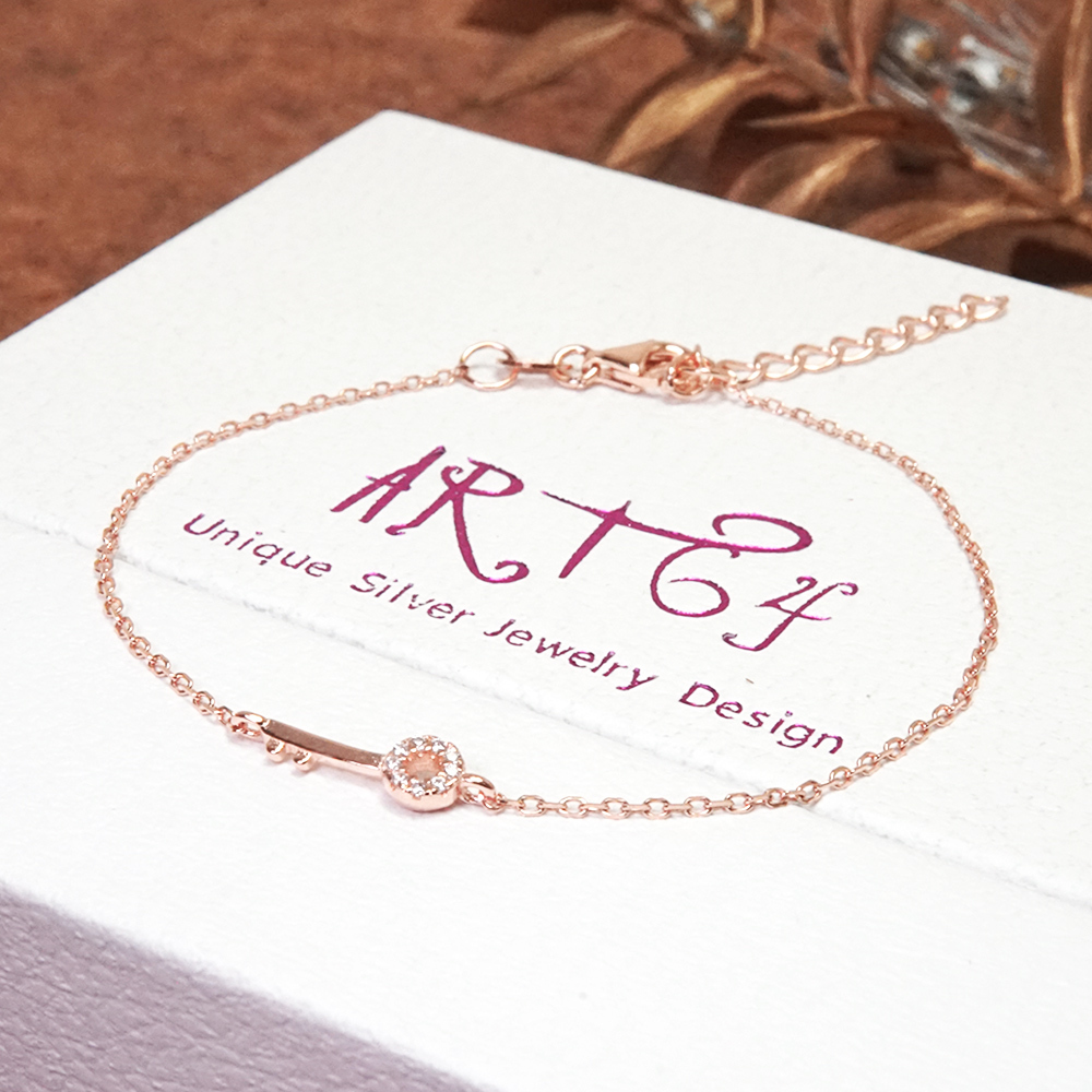 心扉之鑰 純銀手鍊 Taffy系列 925純銀 美鑽款 玫瑰金色 女生手鍊