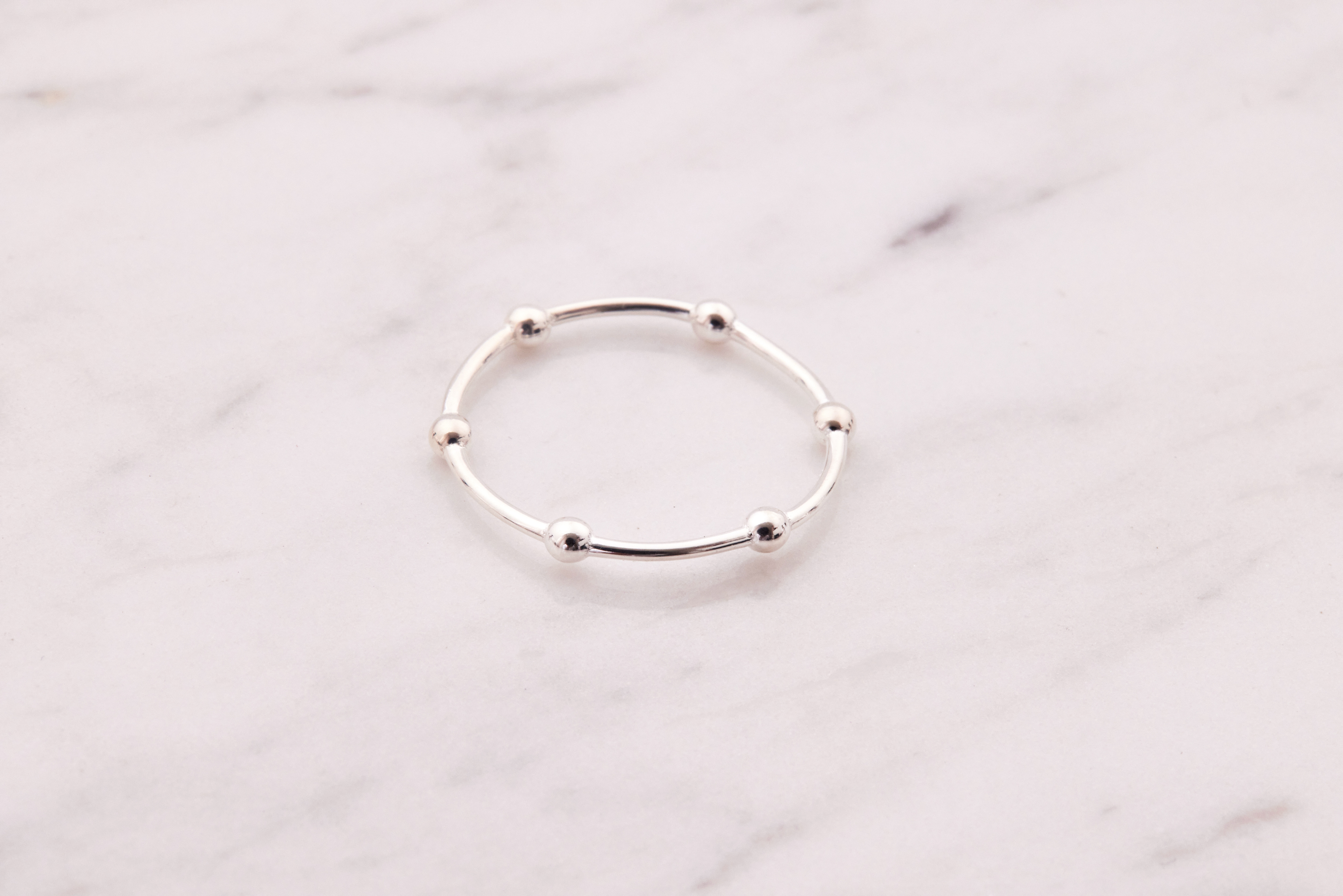 R1080  |  純銀竹節圓球戒指