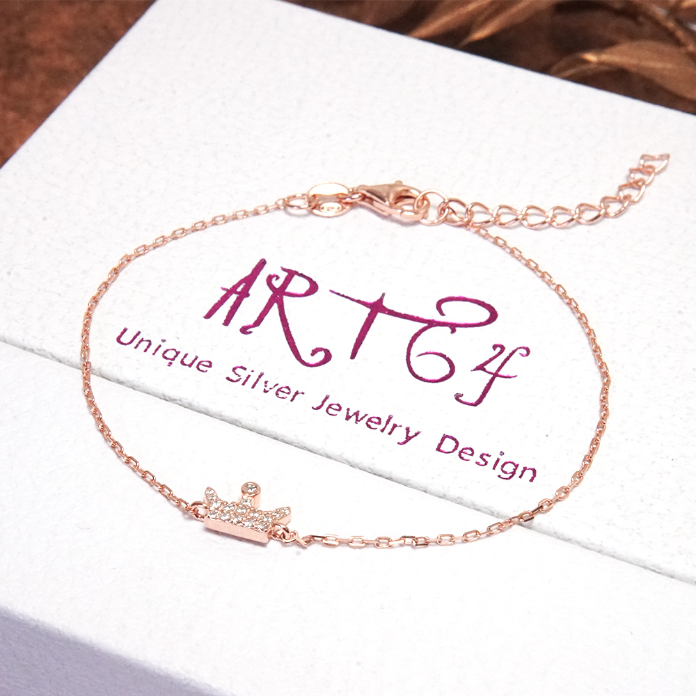 永恆冠冕 純銀手鍊 Taffy系列 925純銀 美鑽款 玫瑰金色 女生手鍊