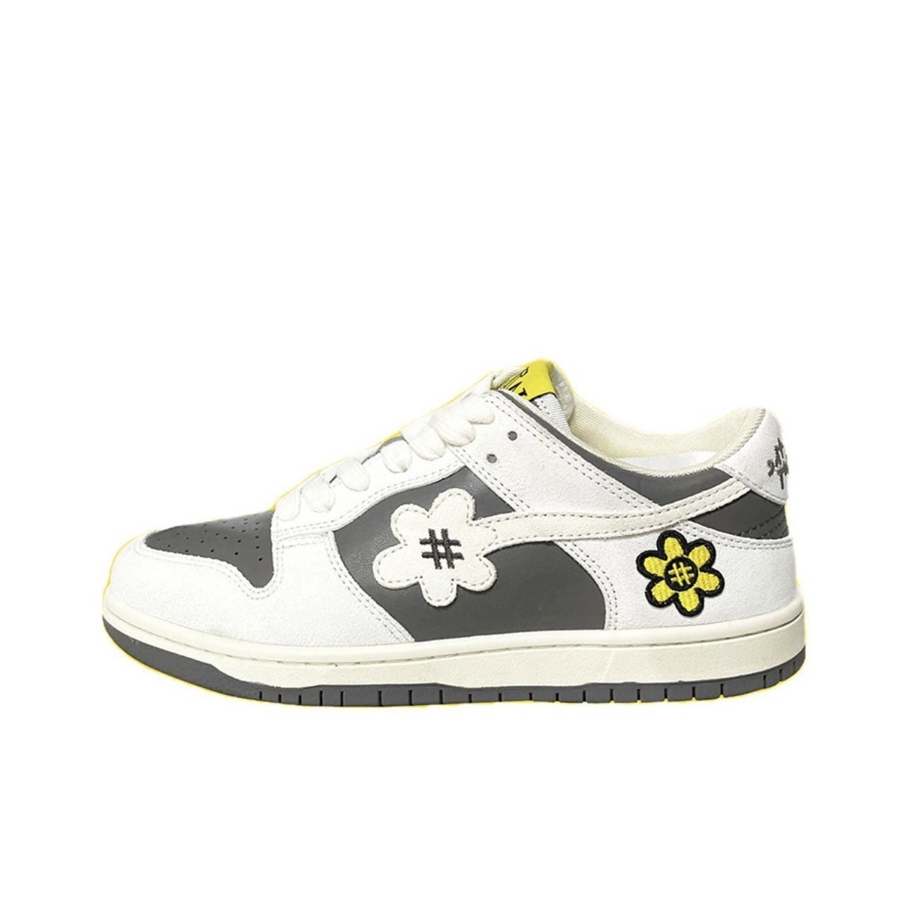 WATER THE PLANT 白灰 刺繡小花鞋