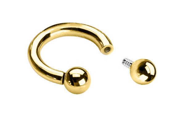 Prince Albert Piercing Gold Plated Circular Barbell (Internally Threaded)