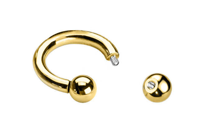 Prince Albert Gold Plated Circular Barbell (Externally Threaded)