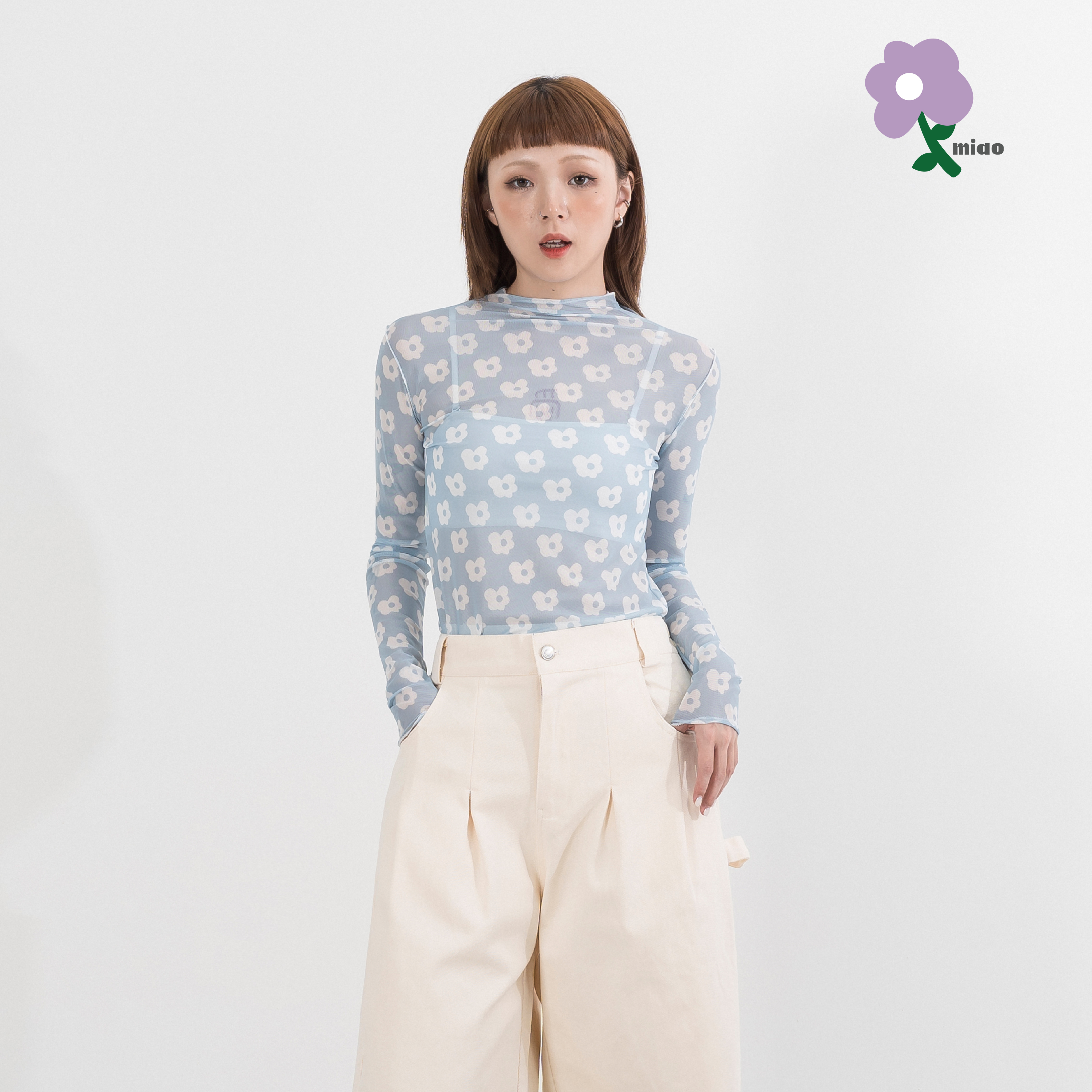 AGILITY MIAO Reverse Floret Sheer Top 女裝 顛倒小花 內搭透膚 上衣  [M-FS2]