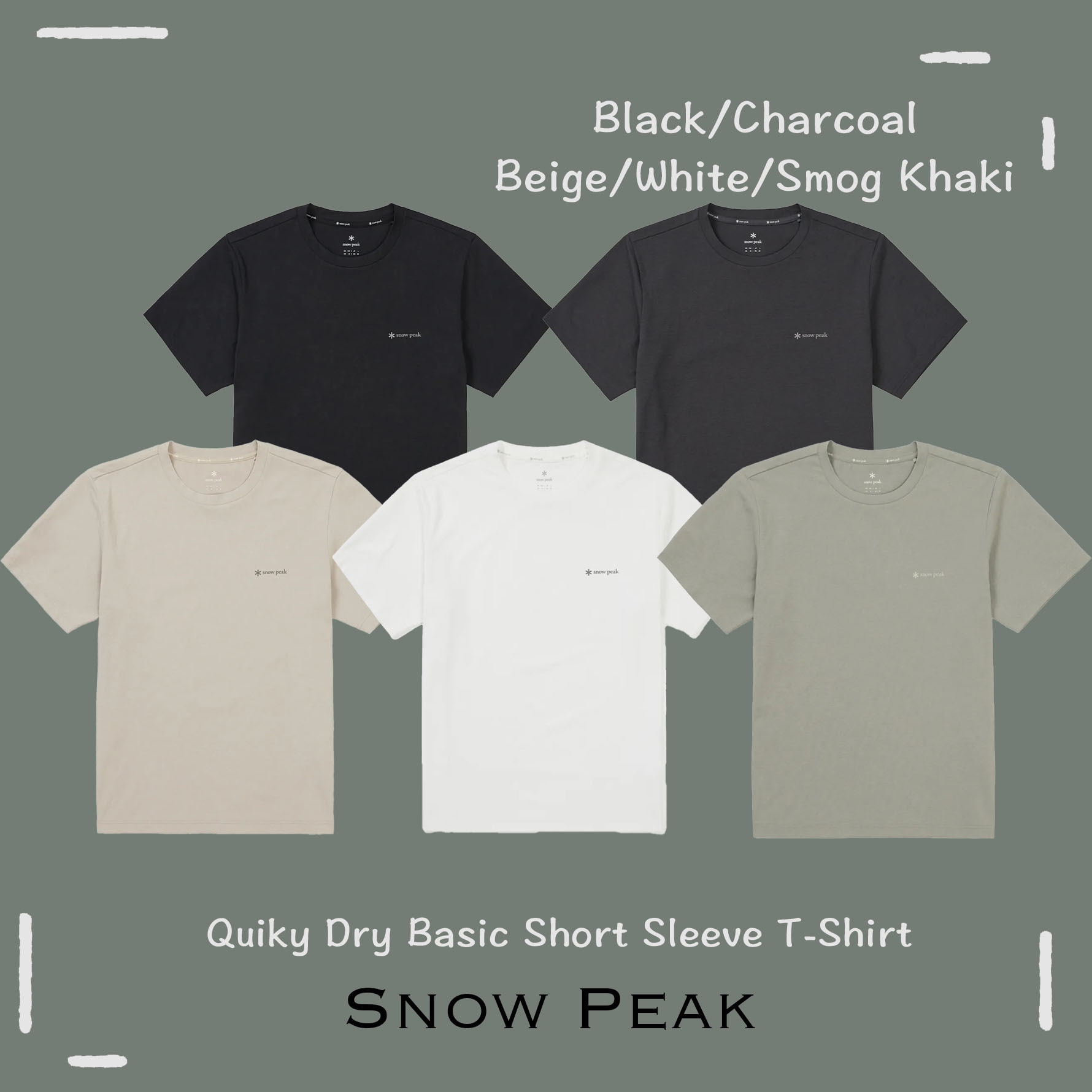 【OWN】Snow Peak 涼感 短袖上衣 快乾 防曬 排汗 短T 成人款 黑色 炭灰 奶茶 白色 煙綠