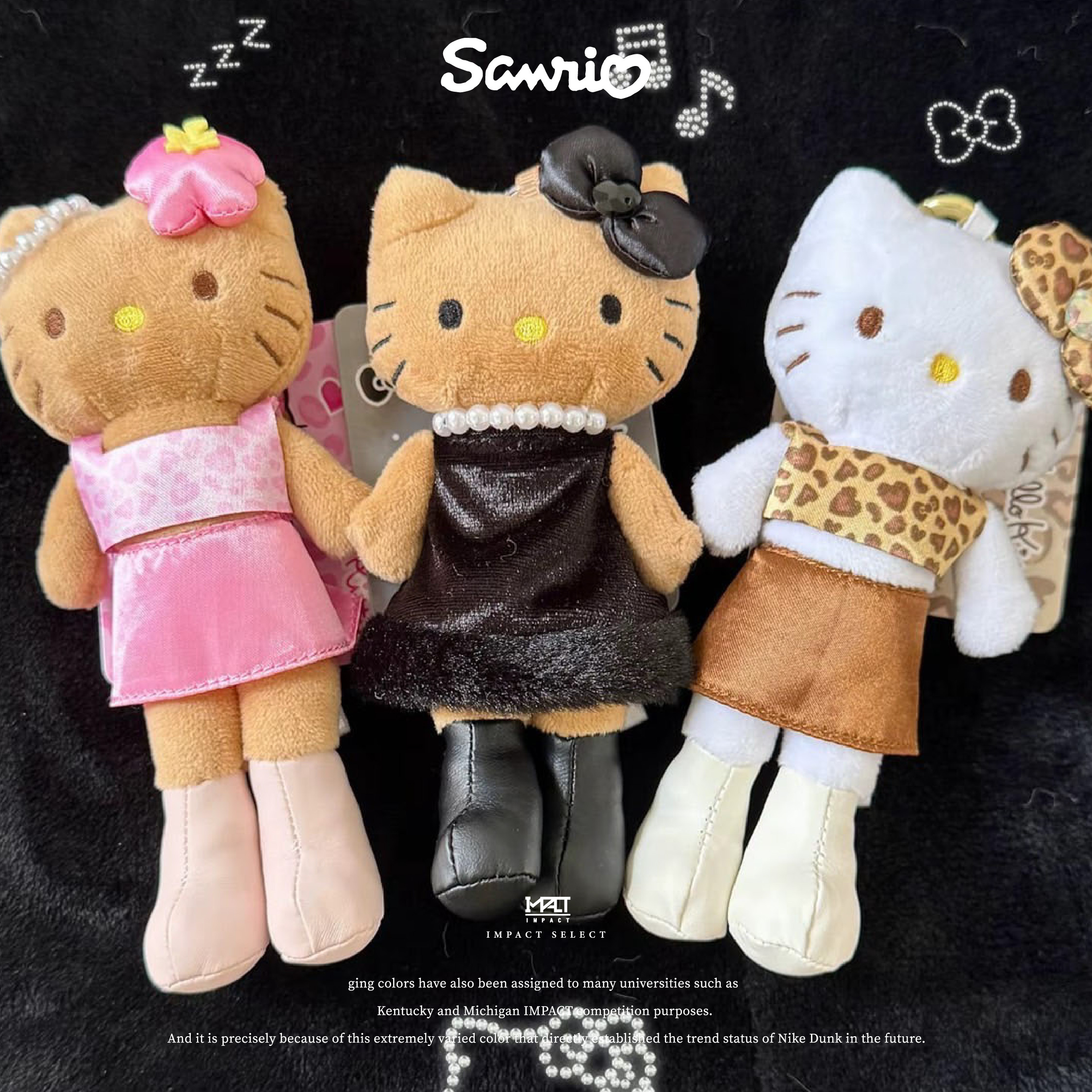 HELLO KITTY 長腿凱蒂貓 三麗鷗  黑皮 豹紋 愛心 正品 Sanrio-2411-0033
