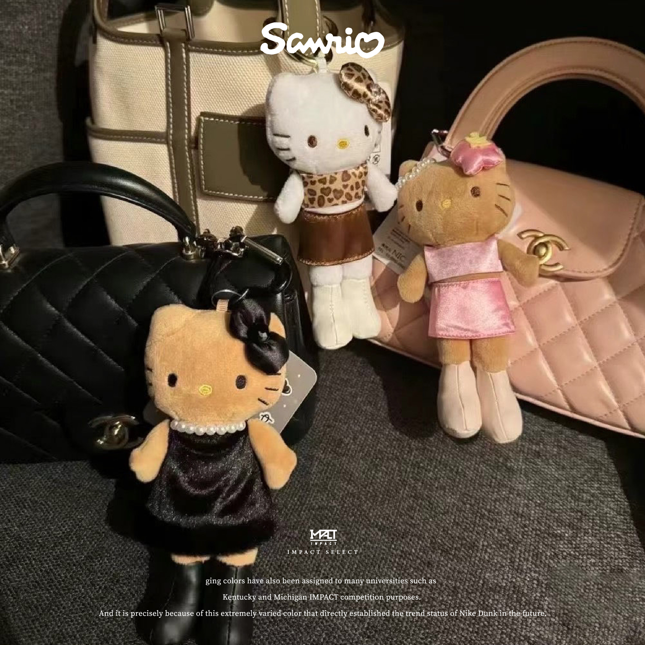 HELLO KITTY 長腿凱蒂貓 三麗鷗  黑皮 豹紋 愛心 正品 Sanrio-2411-0033
