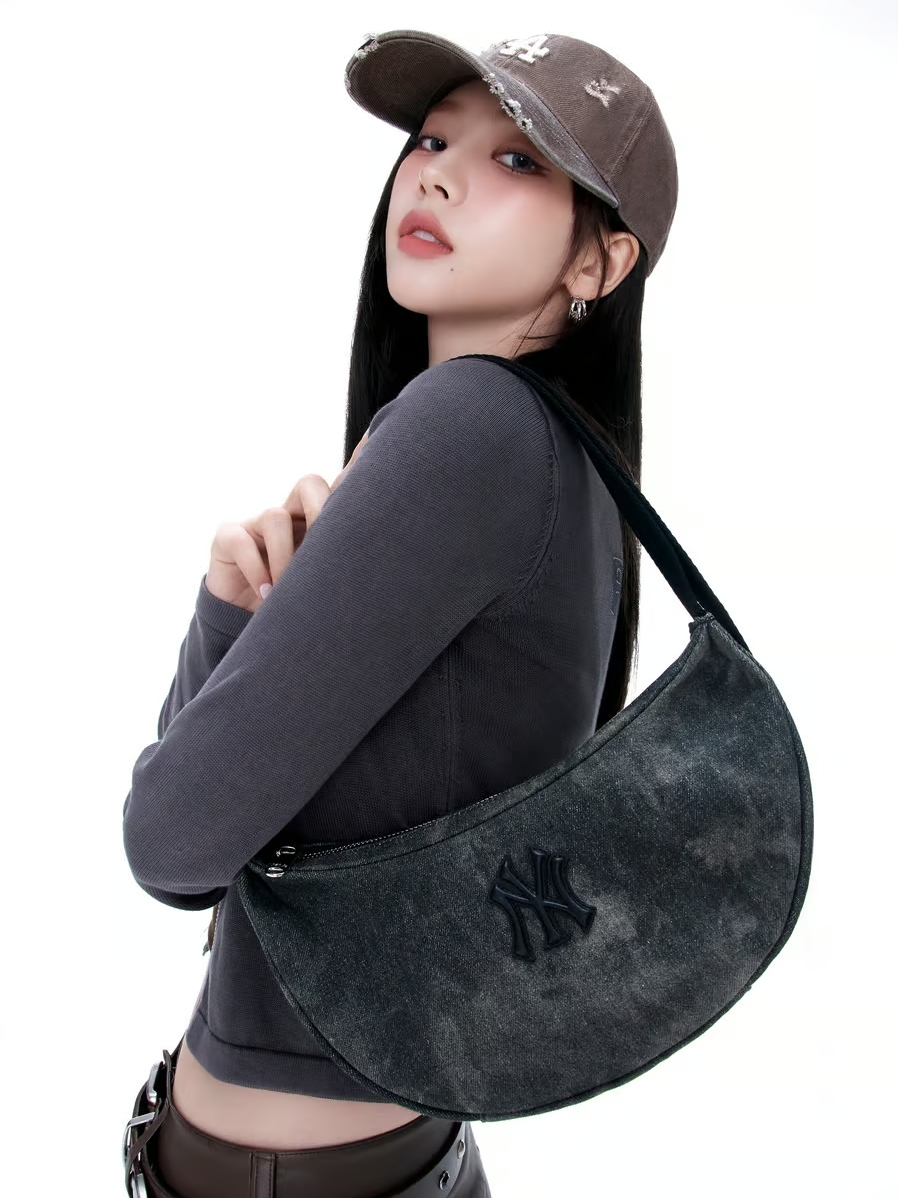 MLB 復古 水洗 腋下包 肩背包 NY/B 水洗灰/米咖