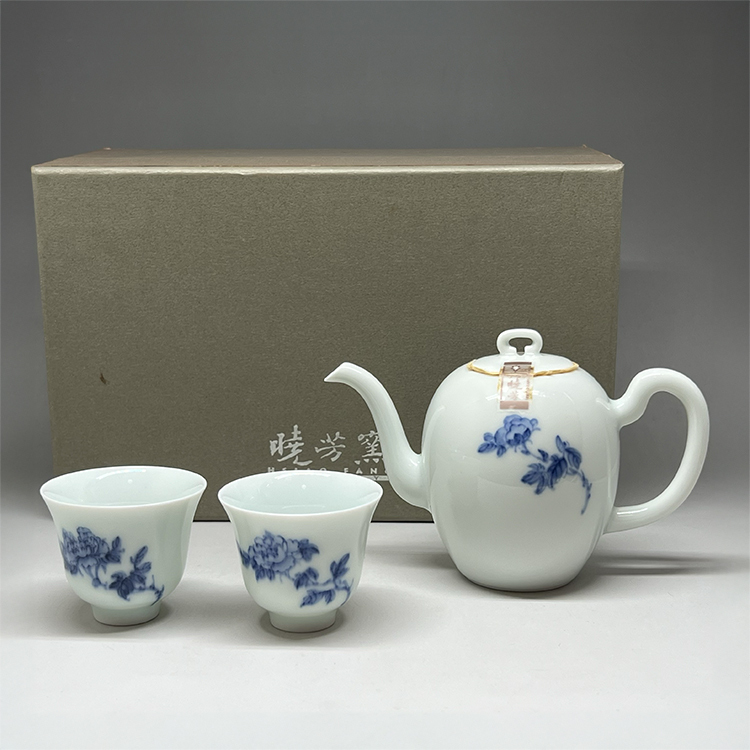 茶香自在】曉芳窯蔡曉芳大師早期手繪青花牡丹公道杯一號茶海