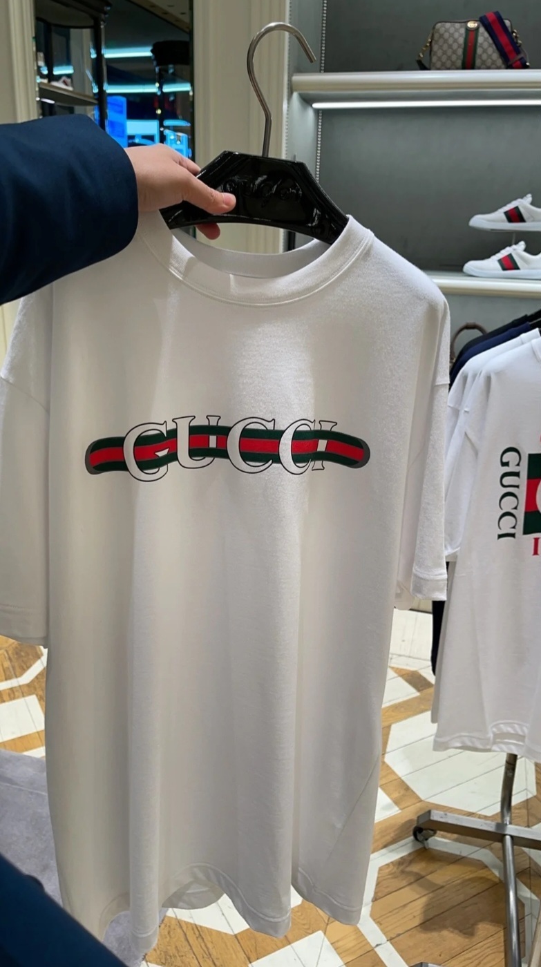 GG 白色 經典藍綠logo Tee 成人款