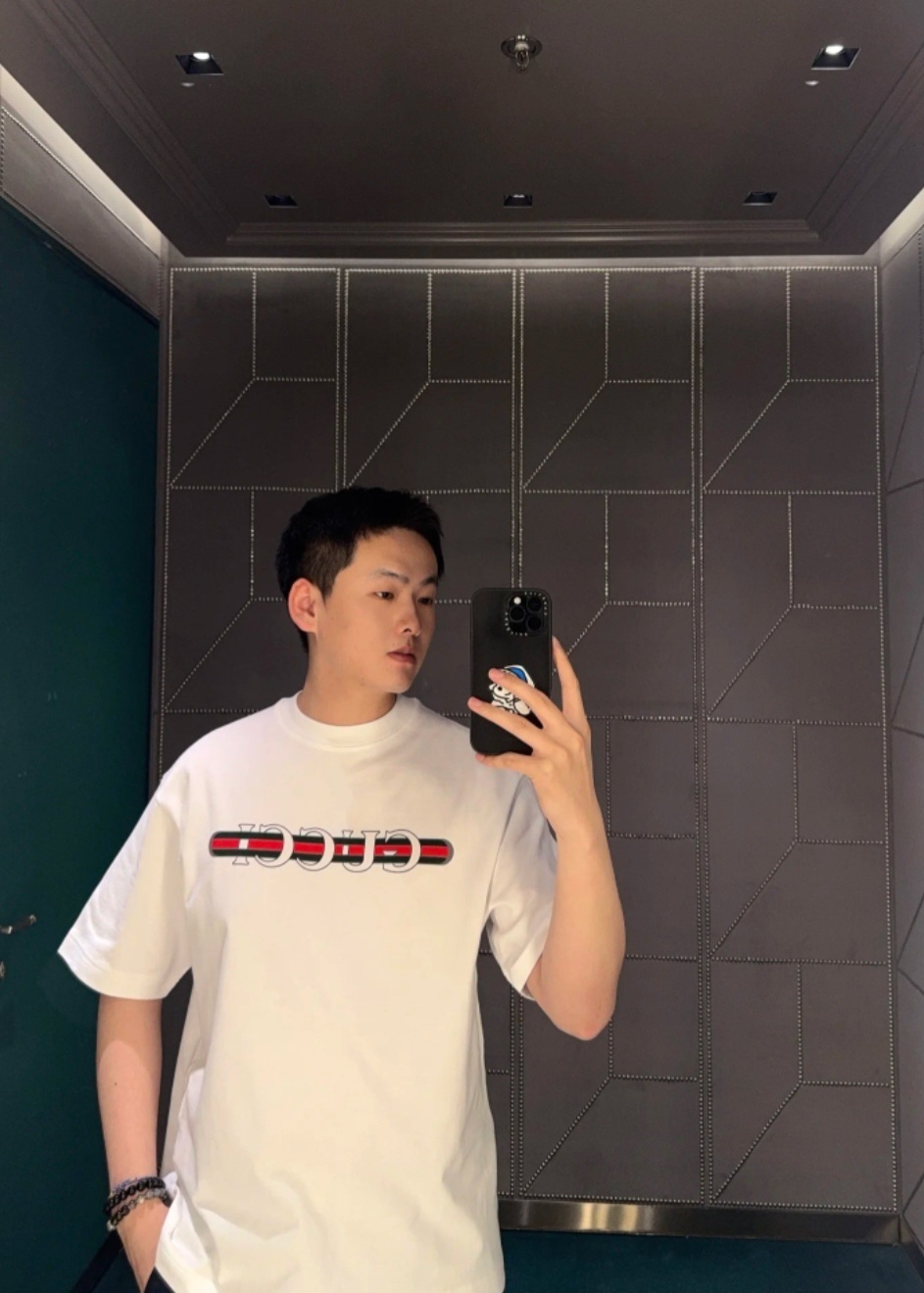 GG 白色 經典藍綠logo Tee 成人款