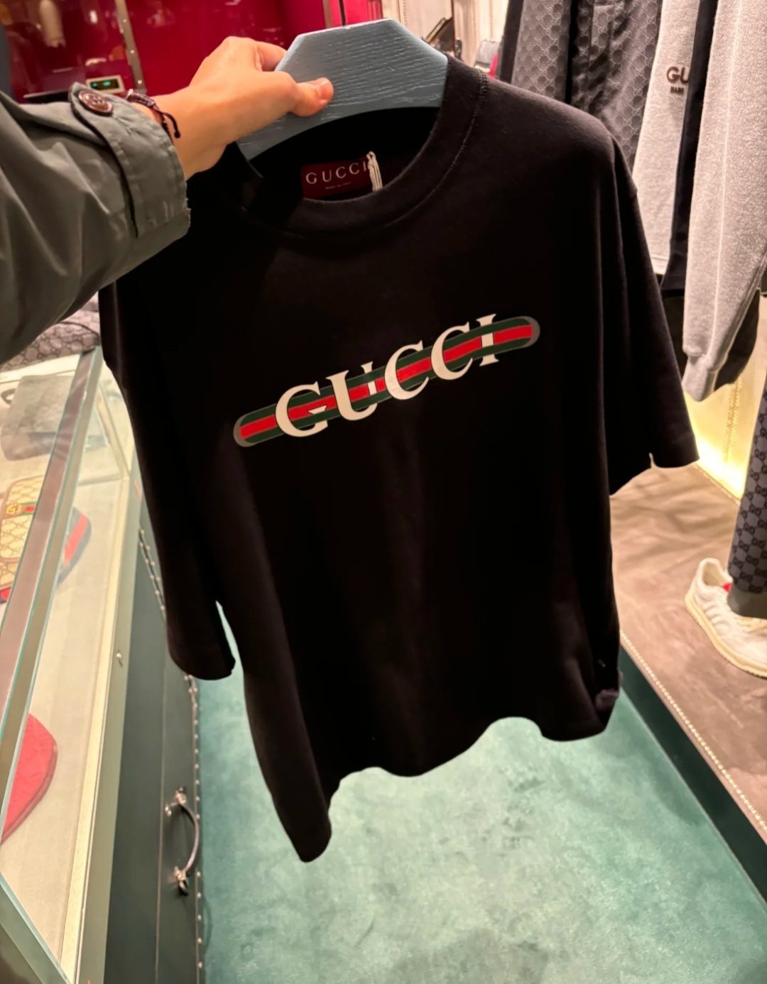 GG 黑色 經典藍綠logo Tee 成人款