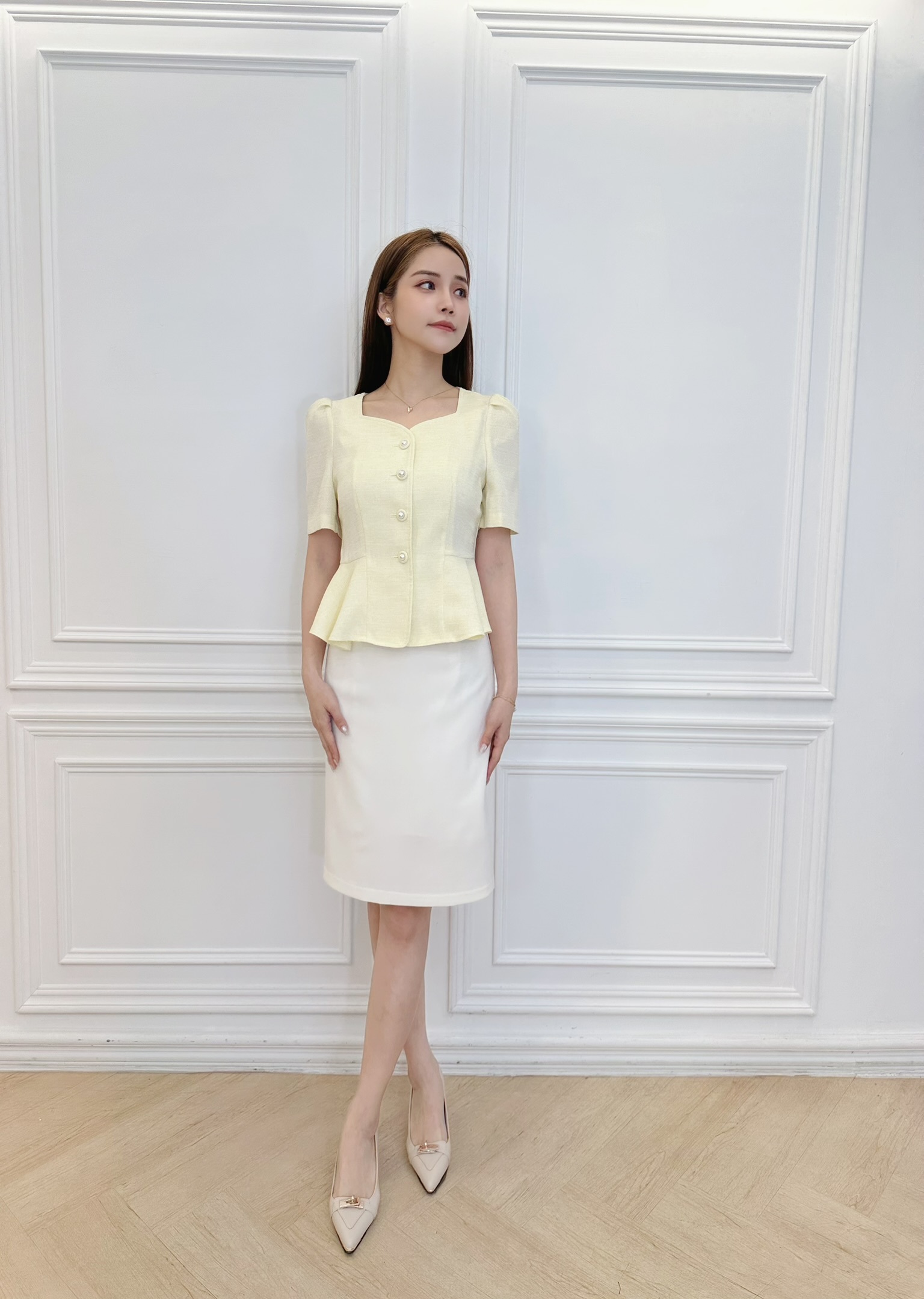 修身素面合身窄裙