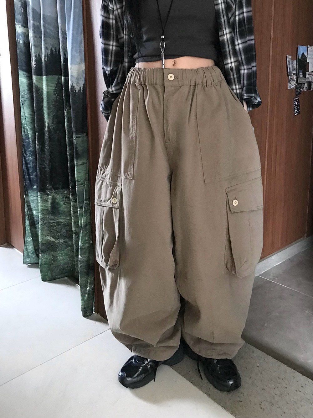 淨色工裝鬆身褲 UNUSED-088P