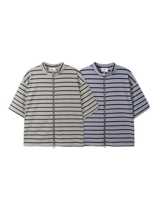 橫間拉鍊開胸短袖外套 VOID-103JK