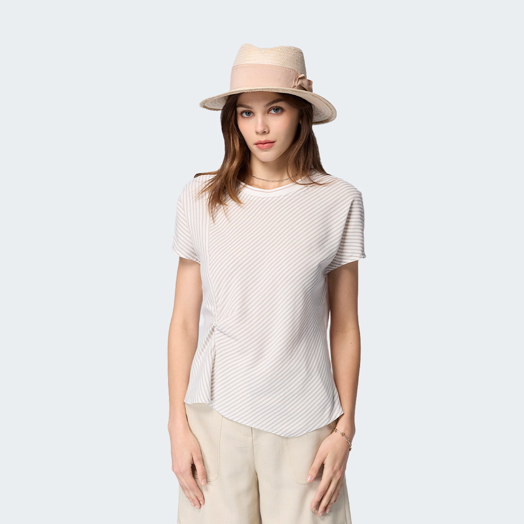 日式條紋不對稱上衣