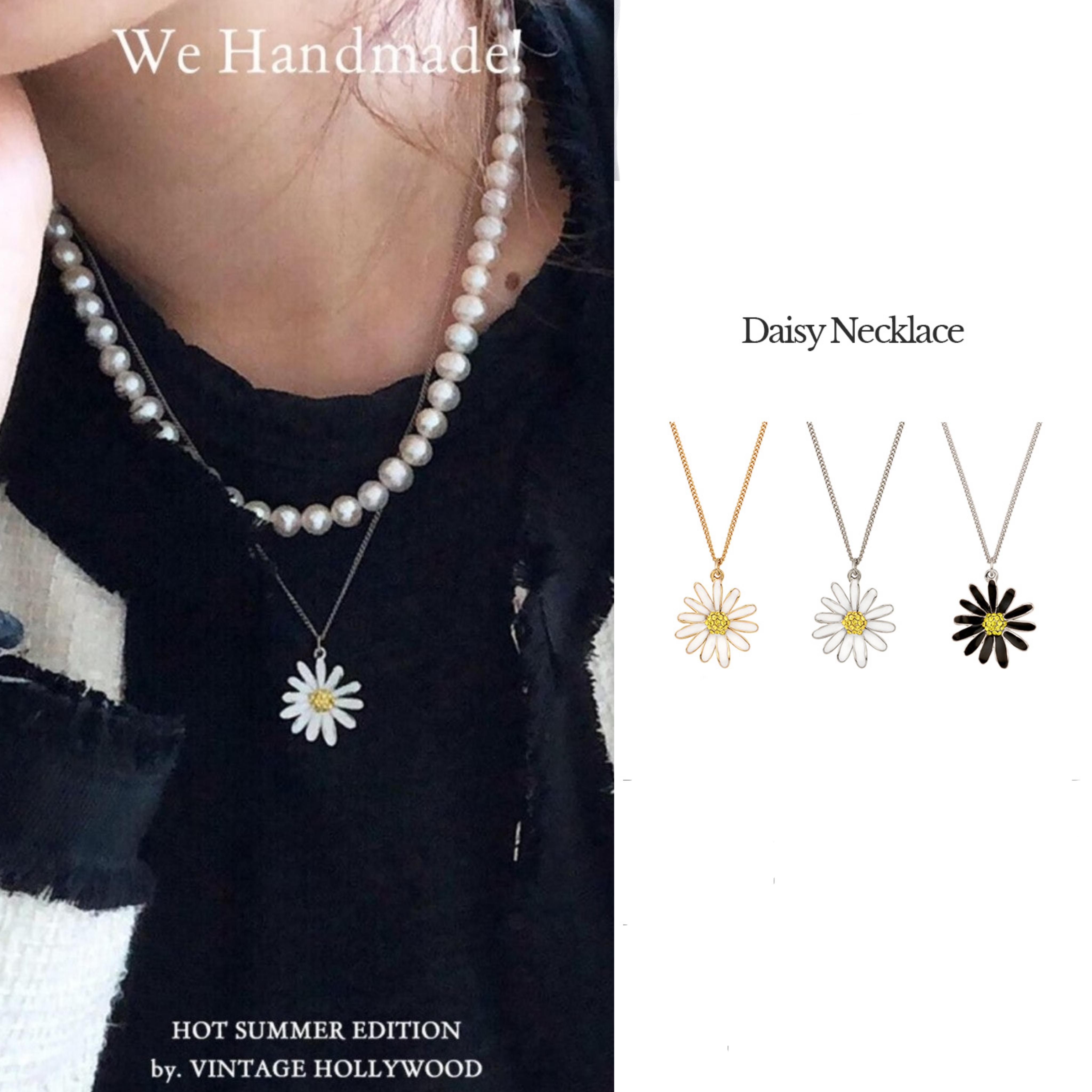 ■VINTAGE HOLLYWOOD■ Colorful Vacation Daisy Necklace VH243 Daisy Necklace, 2pcs, Daisies Necklaces, Sarah Coventry