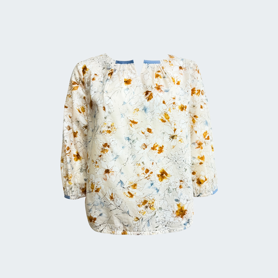 日式花紋純棉上衣