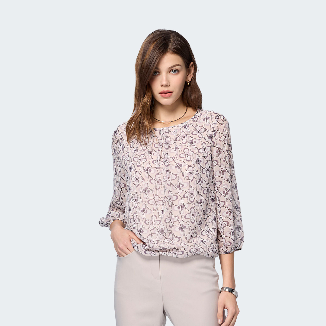 幾何圖形絲柔雪紡上衣