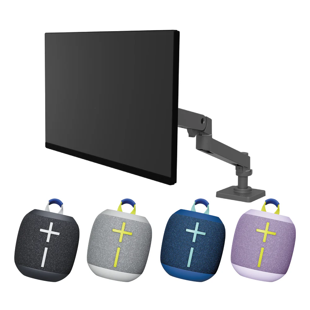愛格升 Ergotron LX pro單螢幕支架(黑/白/灰)+Ultimate Ears UE WONDERBOOM 4 防水無線藍牙喇叭(黑/灰/藍/粉/紫)