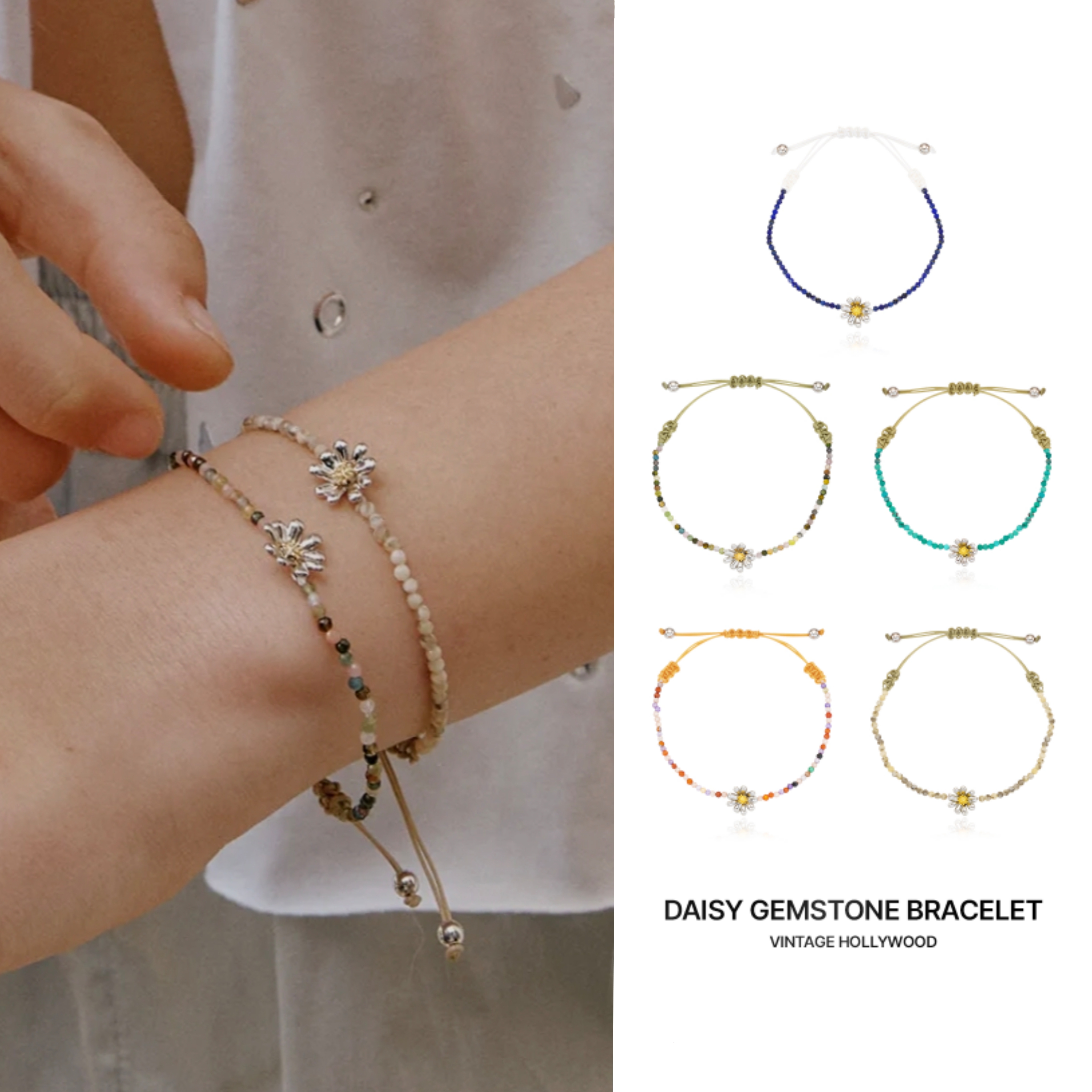■VINTAGE HOLLYWOOD■ Daisy Gemstone Bracelet VH2435BR005M MUSINSA | VINTAGE HOLLYWOOD Daisy Gemstone Bracelet_VH2435BR005M