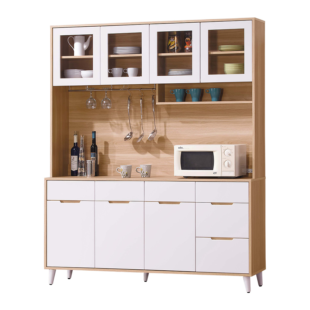 伊甸5.4尺北歐風收納高餐櫃/碗盤置物櫃/電器櫃(上座+下座)