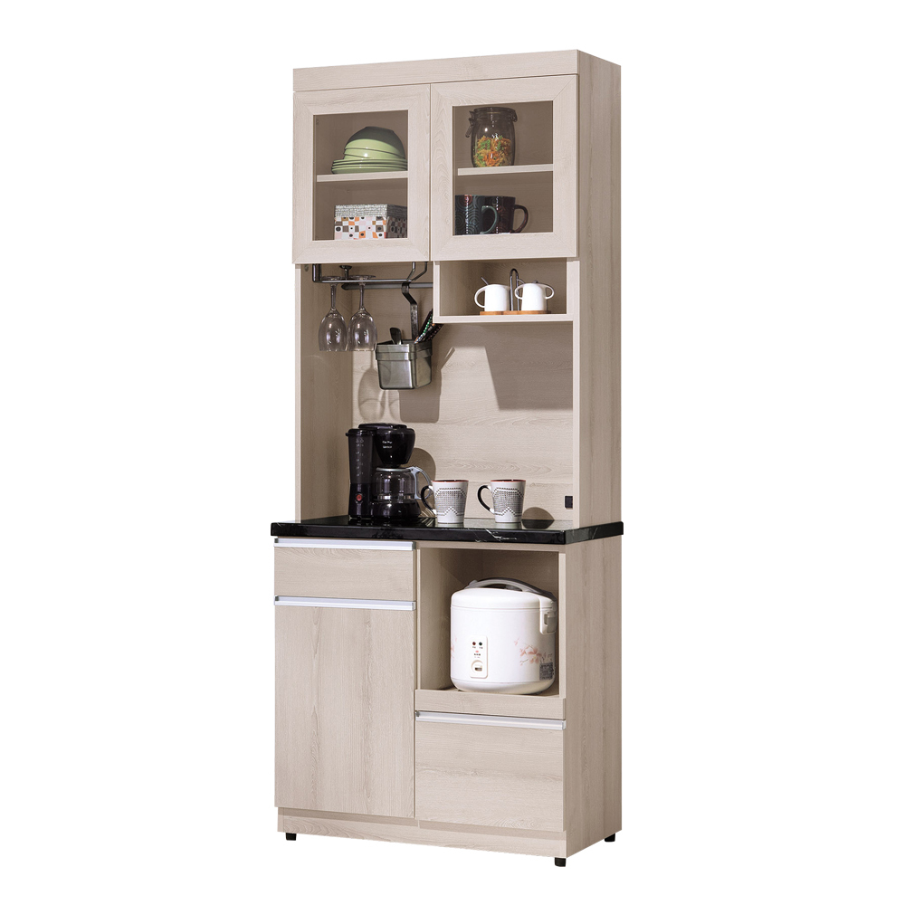 妮薇2.7石面收納高餐櫃/碗盤櫃/電器櫃(上座+下座)