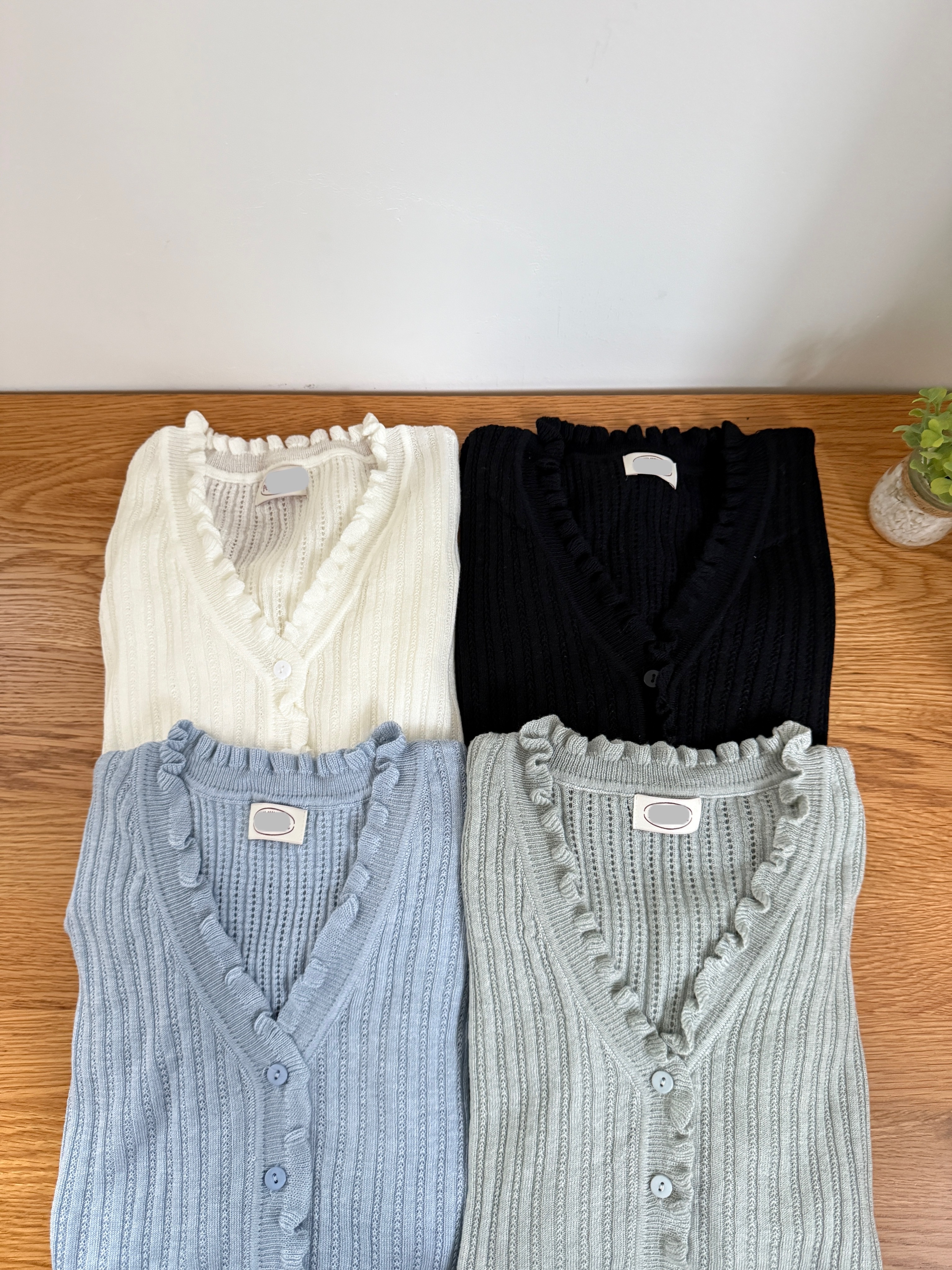 四色荷葉捲邊彈性外套